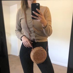 Orchid Love wicker circle purse from Francesca’s